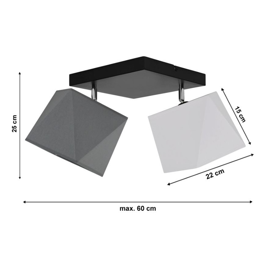 Plafonnier DIAMENT 2xE27/60W/230V blanc et gris