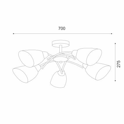 Plafonnier DONNA 5xE27/60W/230V patine