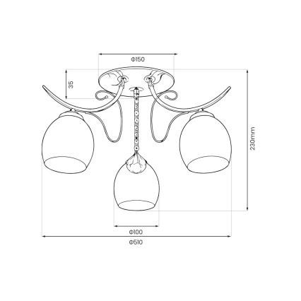 Plafonnier ELLA 3xE27/15W/230V chrome brillant