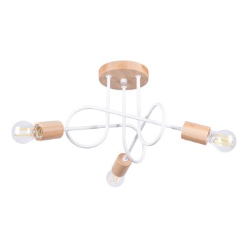 Plafonnier EMBER 3xE27/15W/230V blanc/beige/hêtre