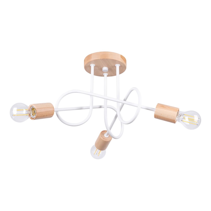 Plafonnier EMBER 3xE27/15W/230V blanc/beige/hêtre