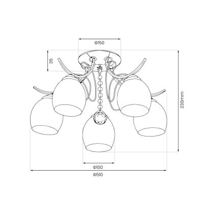 Plafonnier en applique ELLA 5xE27/15W/230V chrome brillant