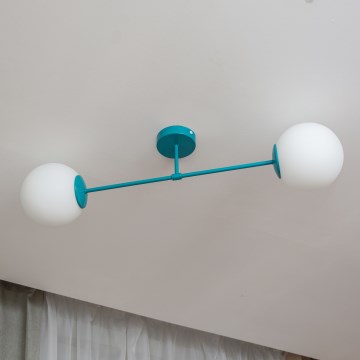 Plafonnier en applique MOON 2xE27/15W/230V turquoise