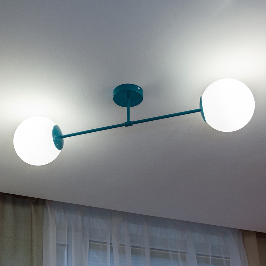 Plafonnier en applique MOON 2xE27/15W/230V turquoise