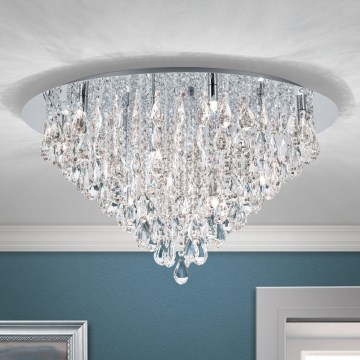 Plafonnier en cristal CELESTE 12xG9/40W/230V d. 75 cm chrome brillant