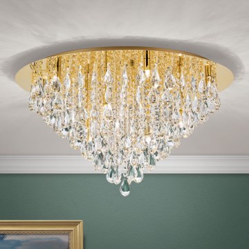 Plafonnier en cristal CELESTE 12xG9/40W/230V d. 75 cm doré