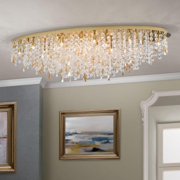 Plafonnier en cristal CRYSTALRIVER 21xG9/40W/230V doré