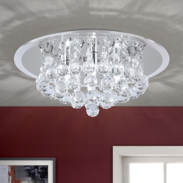 Plafonnier en cristal GLORIA 4xG9/40W/230V d. 38 cm transparent/chrome brillant