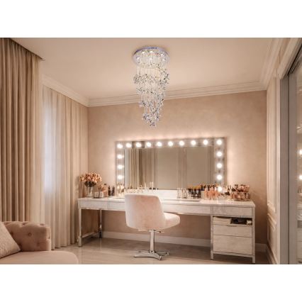 Plafonnier en cristal LED SAMOA LED/30W/230V Ø 40 cm chrome brillant + télécommande