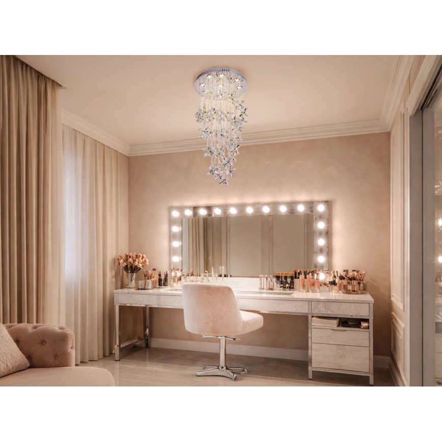 Plafonnier en cristal LED SAMOA LED/30W/230V Ø 40 cm chrome brillant + télécommande