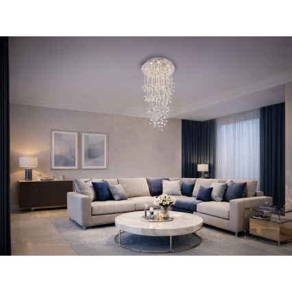 Plafonnier en cristal LED SAMOA LED/30W/230V Ø 40 cm chrome brillant + télécommande