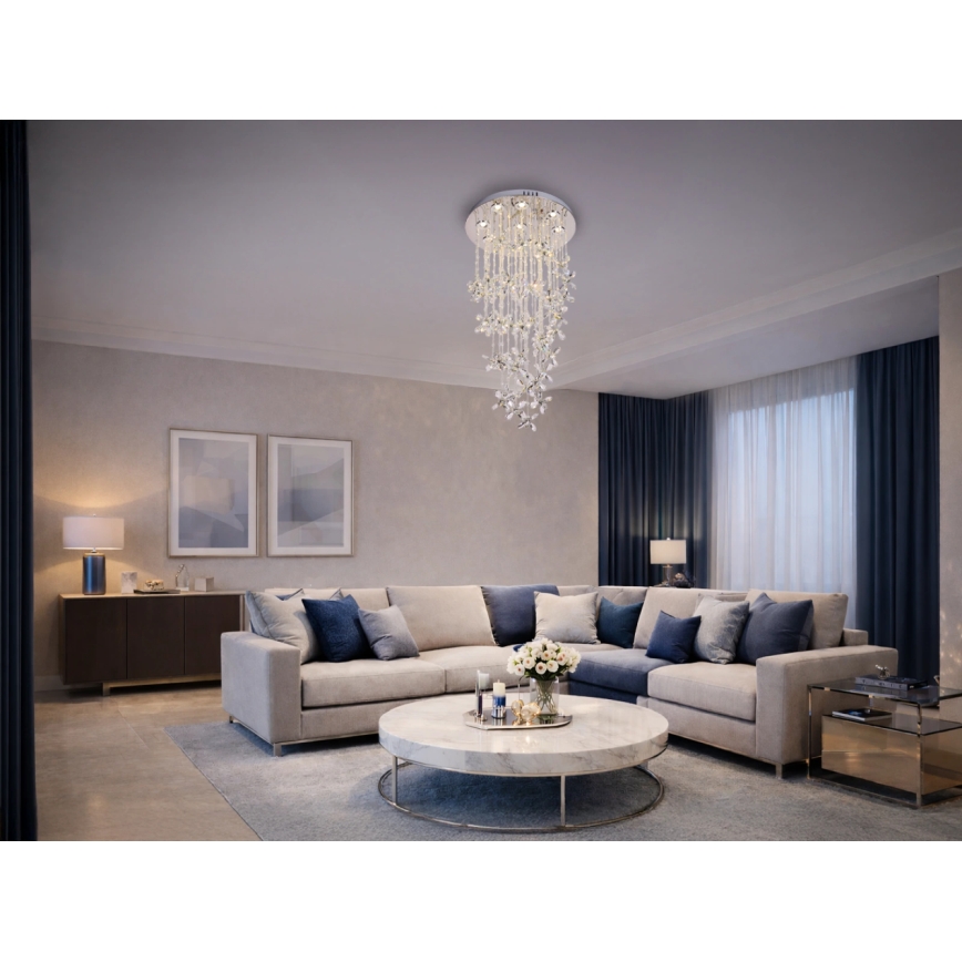 Plafonnier en cristal LED SAMOA LED/30W/230V Ø 40 cm chrome brillant + télécommande