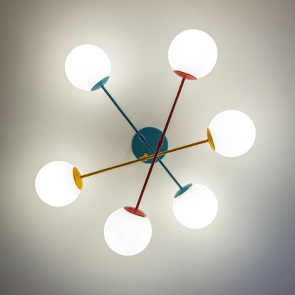Plafonnier en saillie MOON 6xE27/15W/230V turquoise/jaune/rouge