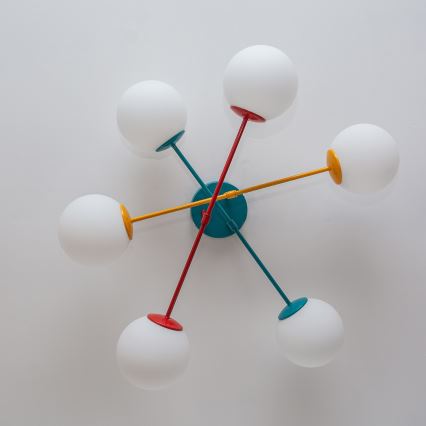 Plafonnier en saillie MOON 6xE27/15W/230V turquoise/jaune/rouge