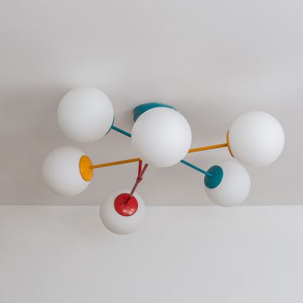 Plafonnier en saillie MOON 6xE27/15W/230V turquoise/jaune/rouge