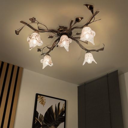 Plafonnier en saillie ROZETA, 5×E14 (40 W), 230 V — bronze