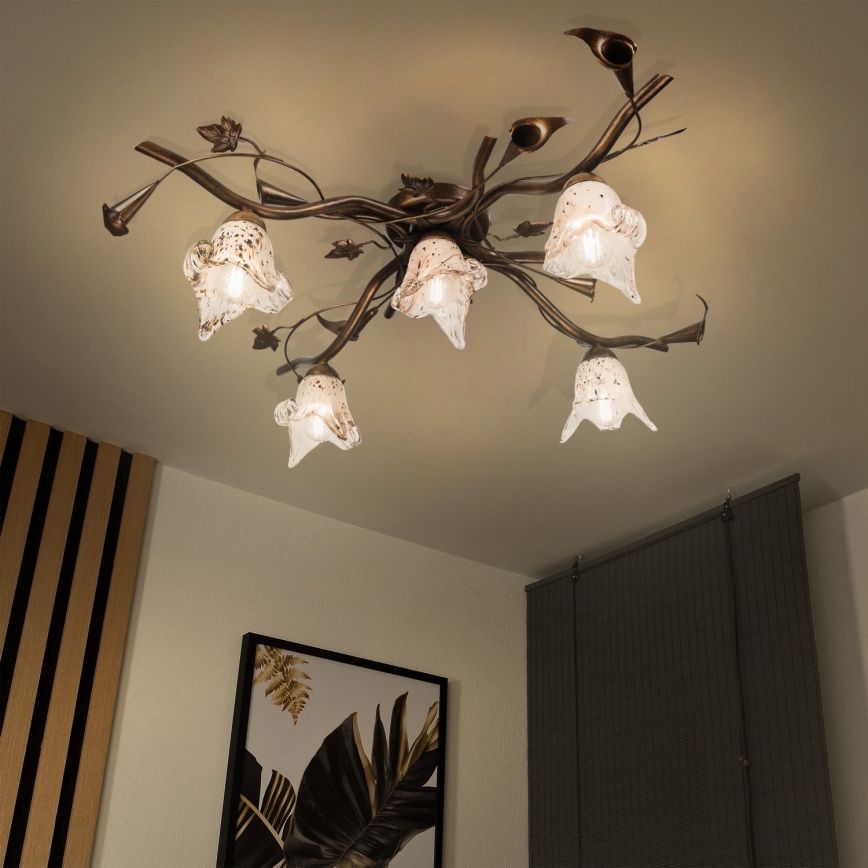 Plafonnier en saillie ROZETA, 5×E14 (40 W), 230 V — bronze