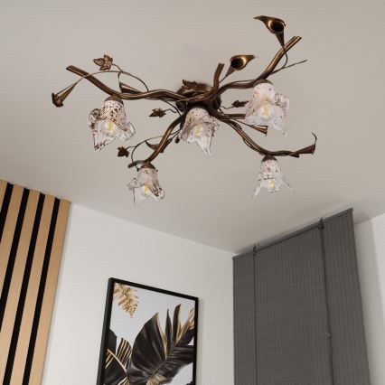 Plafonnier en saillie ROZETA, 5×E14 (40 W), 230 V — bronze