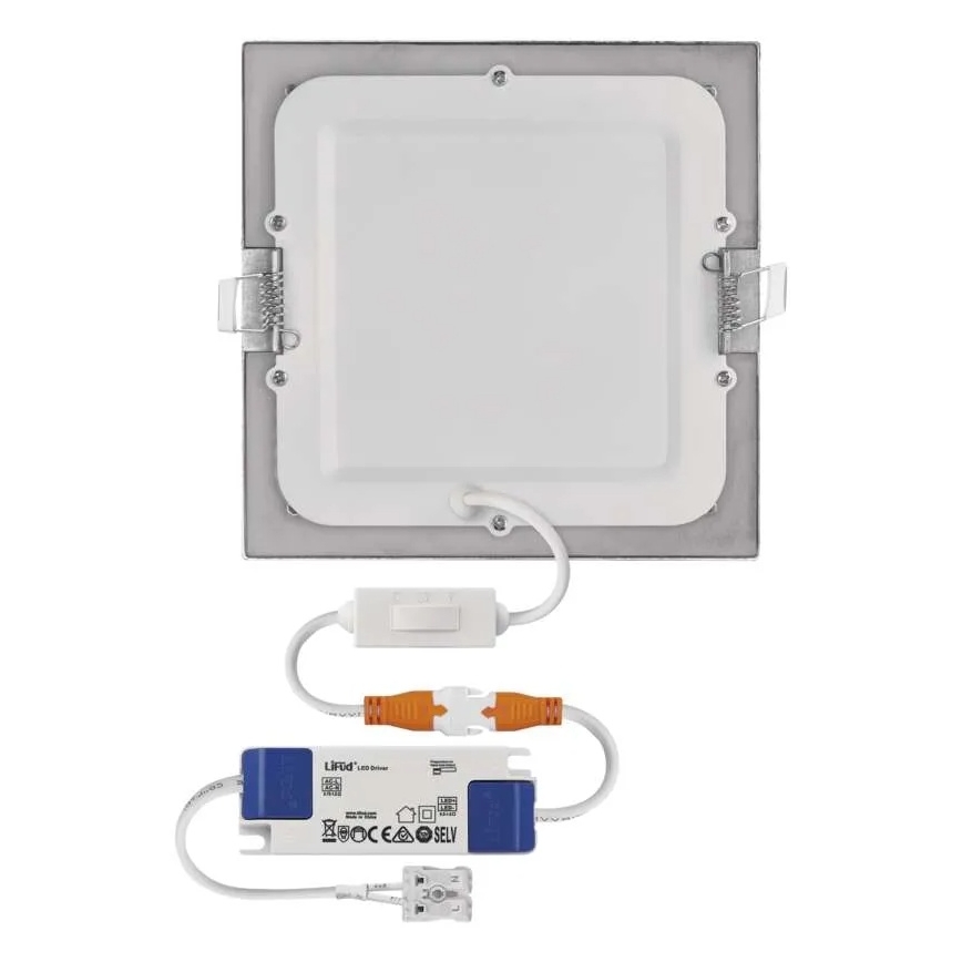 Plafonnier encastré LED NEXXO LED/12,5W/230V 3000/3500/4000K argenté 17x17 cm