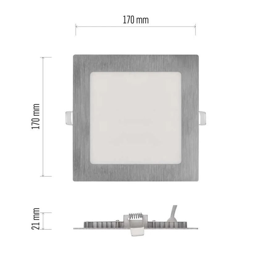 Plafonnier encastré LED NEXXO LED/12,5W/230V 3000/3500/4000K argenté 17x17 cm