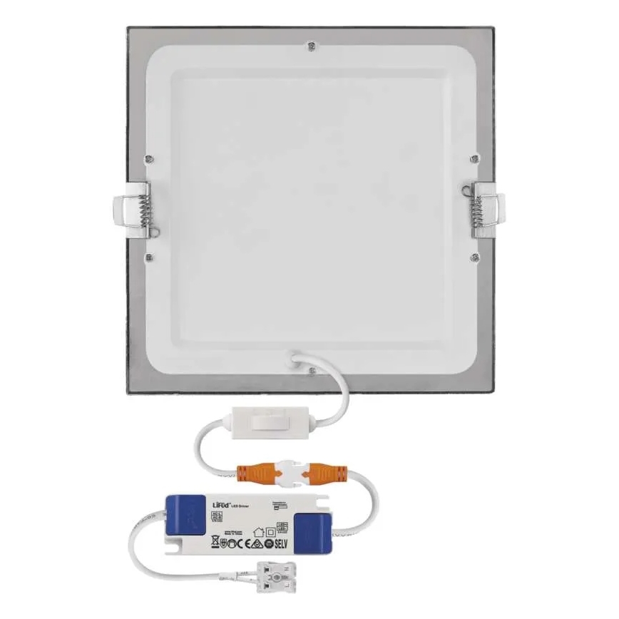 Plafonnier encastré LED NEXXO LED/18W/230V 3000/3500/4000K argenté 22,5x22,5 cm