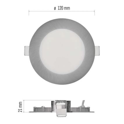 Plafonnier encastré NEXXO LED/7W/230V 3000/3500/4000K argenté Ø 12 cm