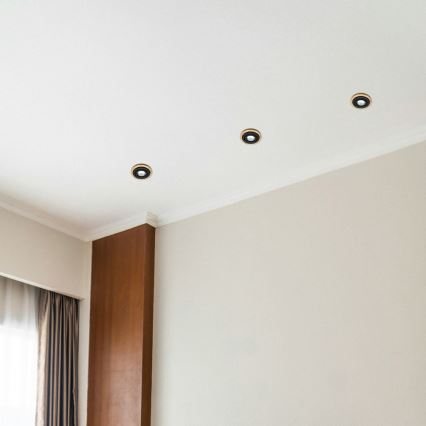 Plafonnier encastré TOBBY 1xGU10/20W/230V Ø 11,5 cm chêne/noir