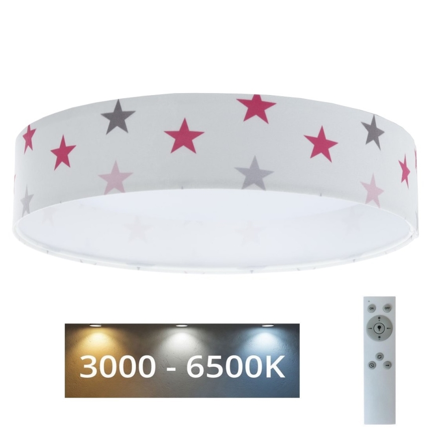 Plafonnier enfant à intensité variable SMART GALAXY KIDS LED/24W/230V 3000-6500K étoiles blanc/rose/gris + télécommande