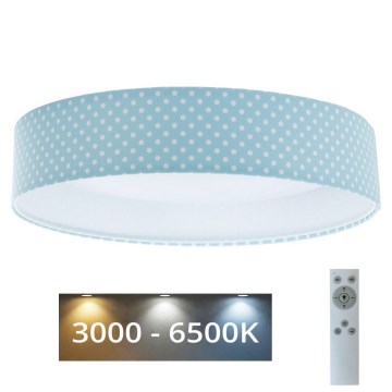 Plafonnier enfant à intensité variable SMART GALAXY KIDS LED/24W/230V 3000-6500K points turquoise/blanc + télécommande