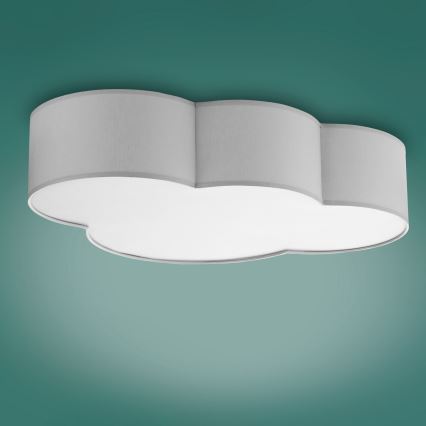 Plafonnier enfant CLOUD 4xE27/15W/230V gris