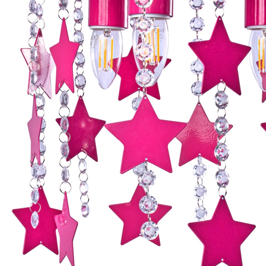 Plafonnier enfant ELZA stars 3xE27/60W/230V rose foncé