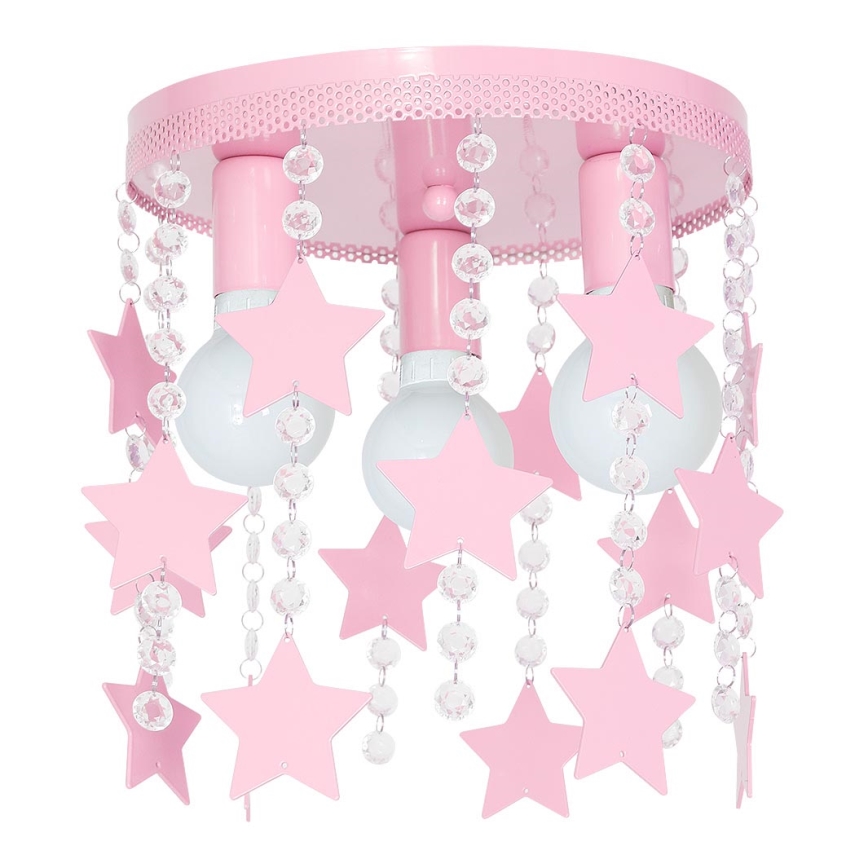 Plafonnier enfant ELZA stars 3xE27/60W/230V rose