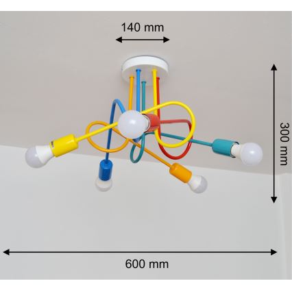 Plafonnier enfant LED OXFORD 5xE27/15W/230V