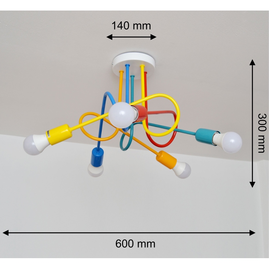 Plafonnier enfant LED OXFORD 5xE27/15W/230V