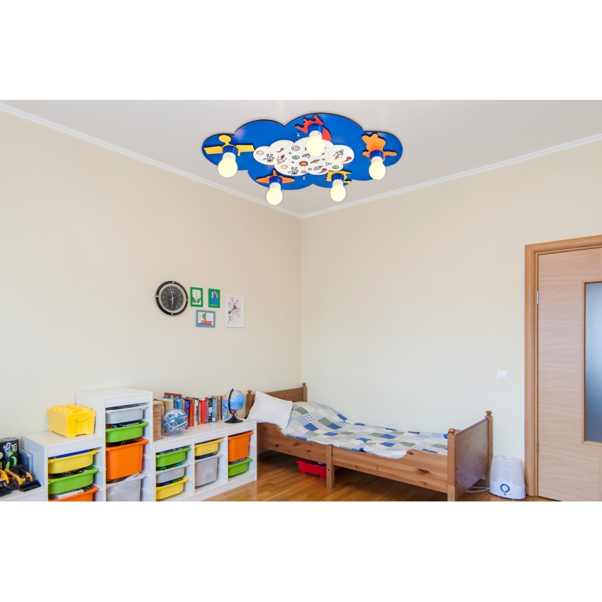 Plafonnier enfant LUCCA 5xE27/24W/230V bleu