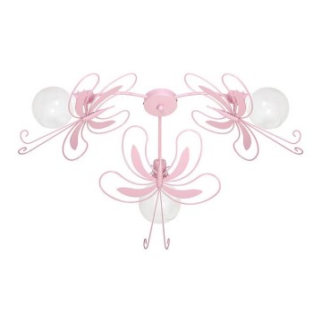 Plafonnier enfant PAPILLON 3xE27/60W rose