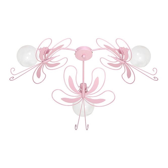Plafonnier enfant PAPILLON 3xE27/60W rose