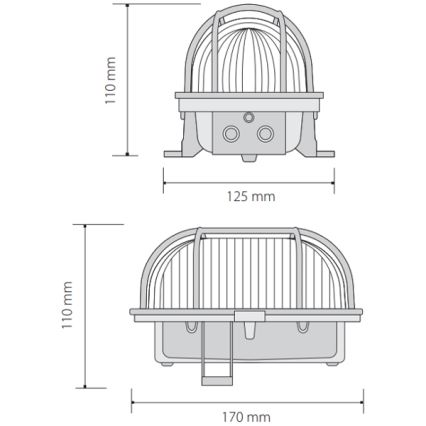 Plafonnier extérieur OVAL 1xE27/60W/230V gris IP44