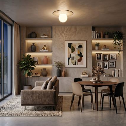 Plafonnier FLAT 1xE27/15W/230V Ø 35 cm beige