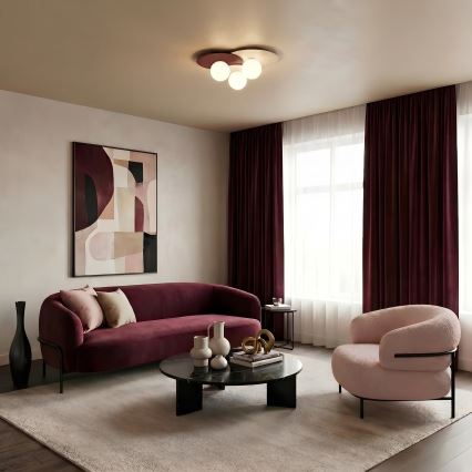 Plafonnier FLAT 3xE27/15W/230V 55x60 cm beige/crème/bordeaux