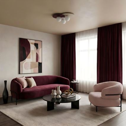 Plafonnier FLAT 3xE27/15W/230V 55x60 cm beige/crème/bordeaux