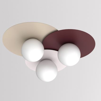Plafonnier FLAT 3xE27/15W/230V 55x60 cm beige/crème/bordeaux
