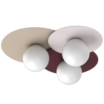 Plafonnier FLAT 3xE27/15W/230V 55x60 cm beige/crème/bordeaux