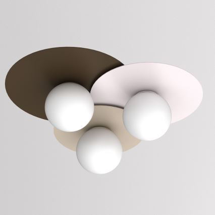 Plafonnier FLAT 3xE27/15W/230V 55x60 cm beige/crème/bordeaux