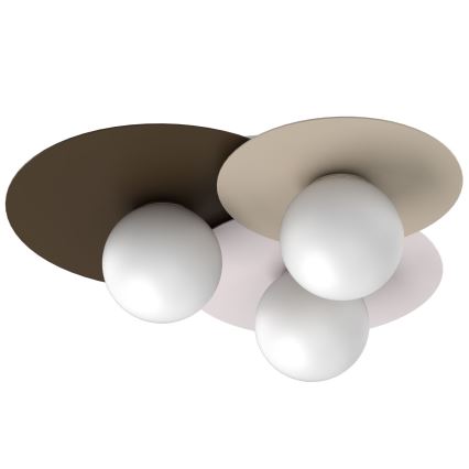 Plafonnier FLAT 3xE27/15W/230V 55x60 cm beige/crème/bordeaux