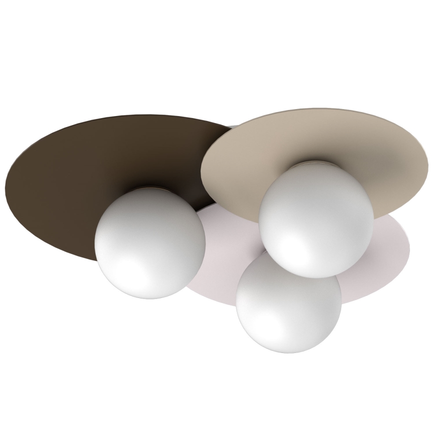 Plafonnier FLAT 3xE27/15W/230V 55x60 cm beige/crème/bordeaux