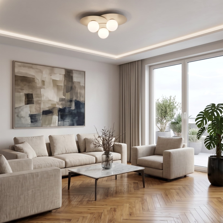 Plafonnier FLAT 3xE27/15W/230V 55x60 cm beige