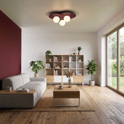 Plafonnier FLAT 3xE27/15W/230V 55x60 cm bordeaux