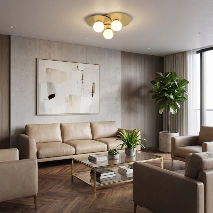 Plafonnier FLAT 3xE27/15W/230V 55x60 cm doré
