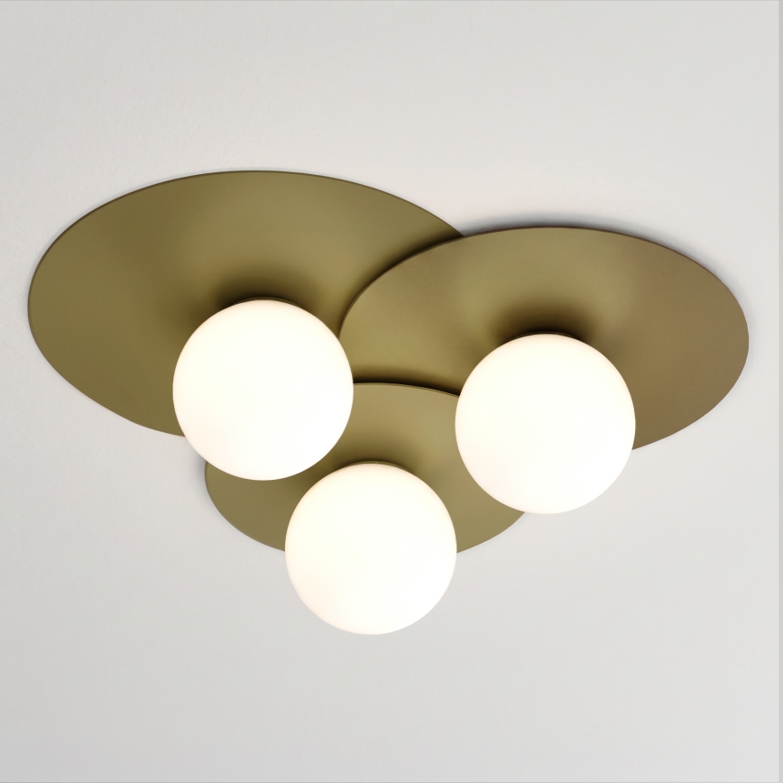 Plafonnier FLAT 3xE27/15W/230V 55x60 cm doré